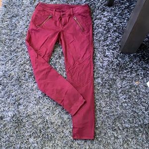 Burgundy skinny crop jeans